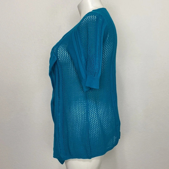 Draper’s & Damon's Short Sleeve Open Front Draped Waterfall Knit Cardigan Sz XL - Picture 2 of 6